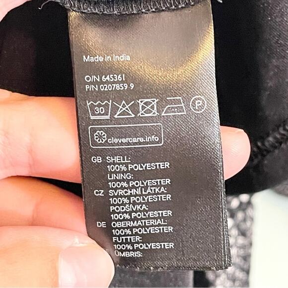 H&M Women's Black Polka Dots V-Neck Long Sleeve Cinched Baby Doll Dress Size 8 - Picture 16 of 16